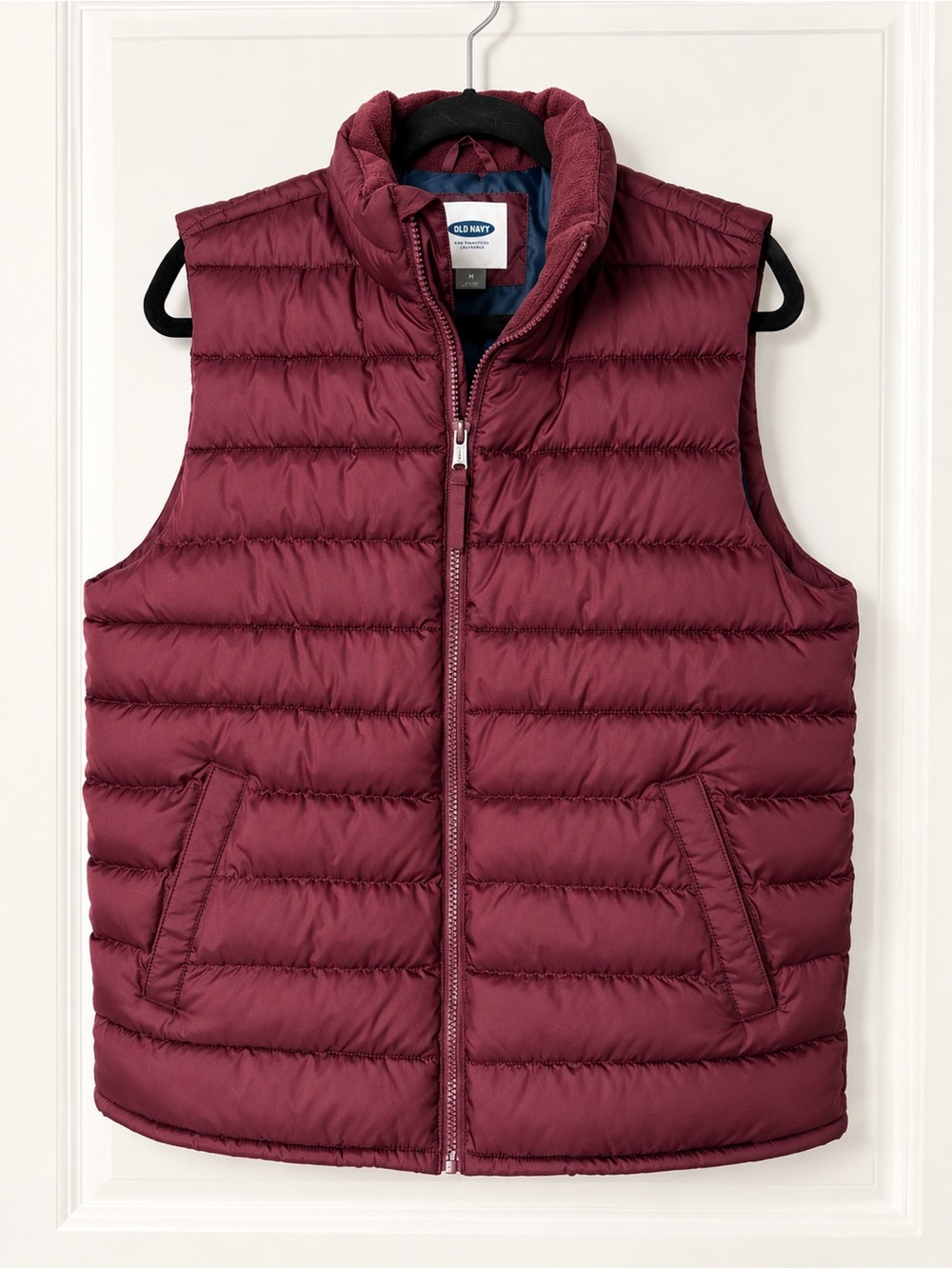 Old Navy Men's Maroon Quilted Puffer Vest